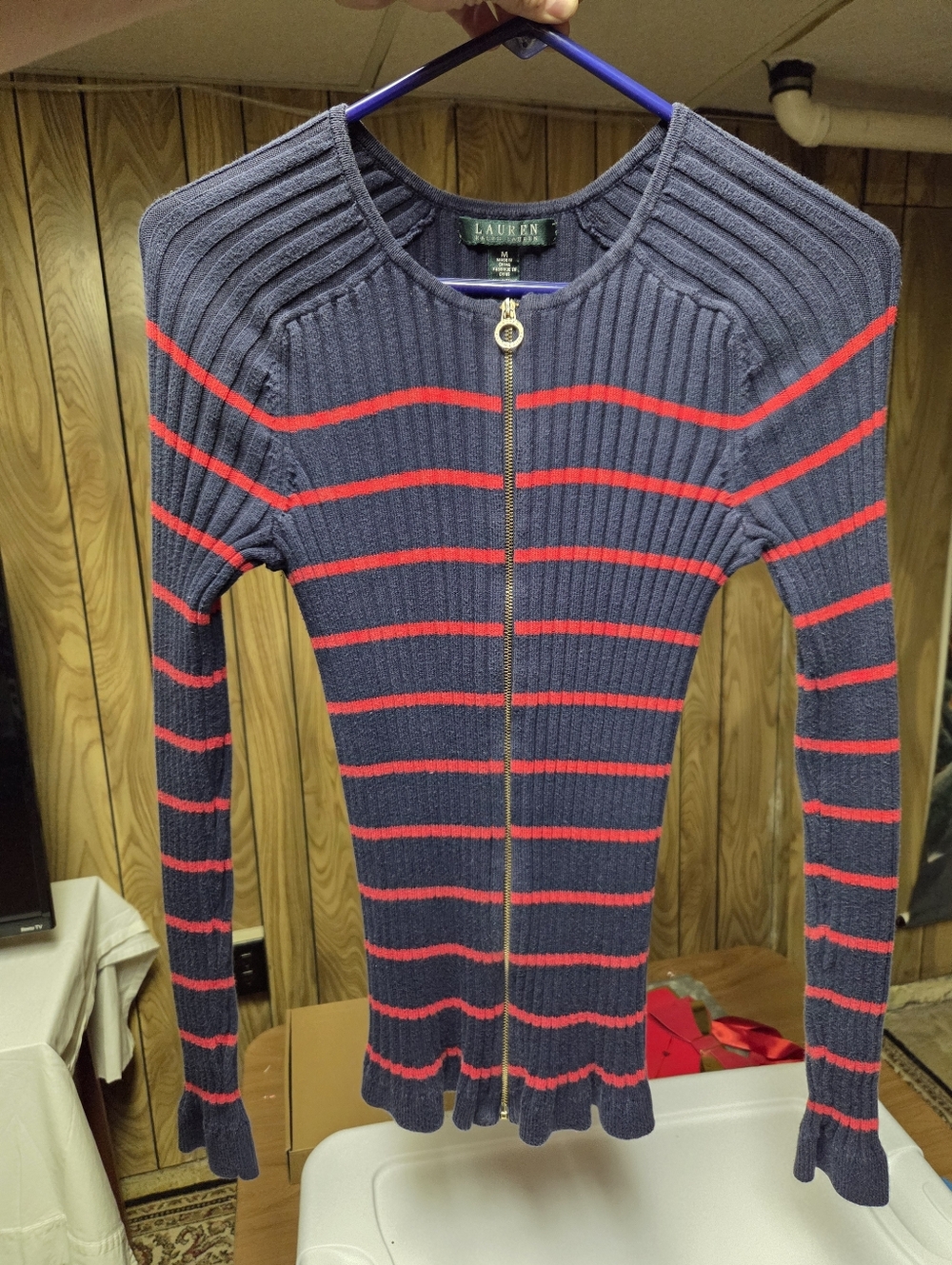 Ralph Lauren Womens Zip Up Crop Sweater Size Medium